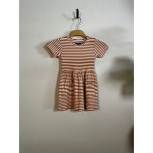 Maison Me Girls Striped Ribbed Knit Drop Waist Dress Pockets Size 4Y‎